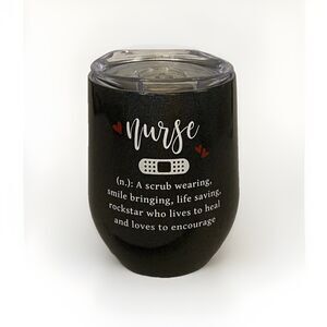 New Nurse Gift Metal Wine Glass With Lid And Straw